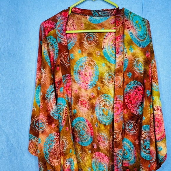 Boho Multicolour Mendala Print Shall Warm Colours w/ Teal Pop - Picture 3 of 3
